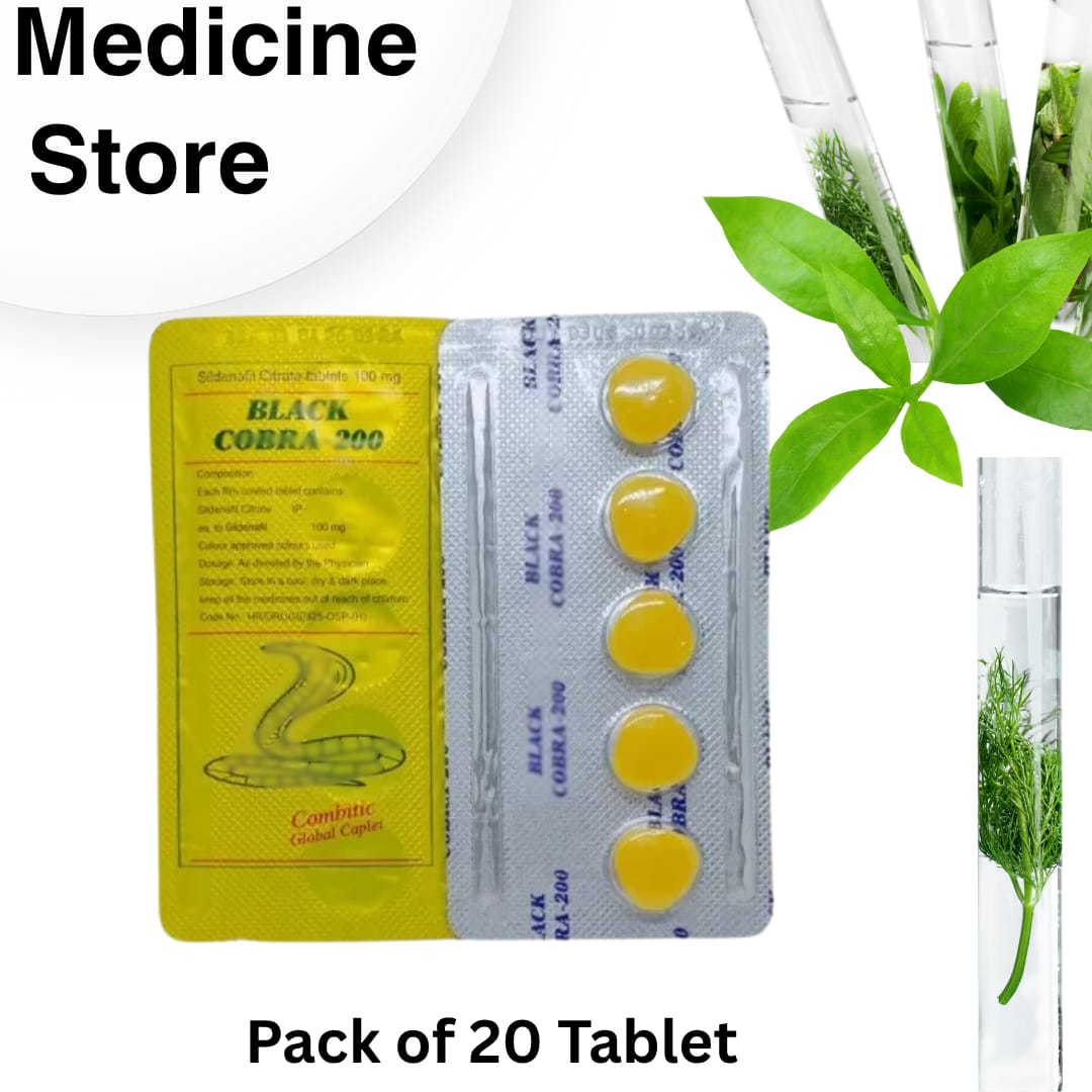 Black Cobr@ 200mg 20x T@blets For Men - Imported Indian